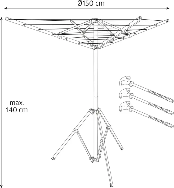 Campout Droogmolen met Voet - 140 x Ø150 cm