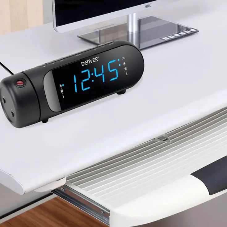 Wekker FM klokradio Projectie USB-A Output