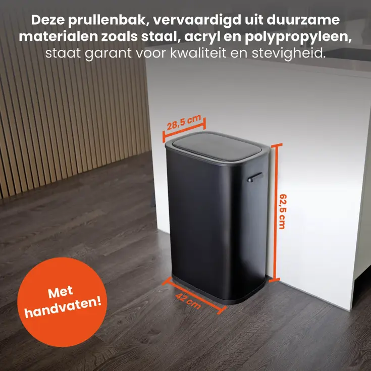 Prullenbak met Deksel en Sensor - 55 Liter