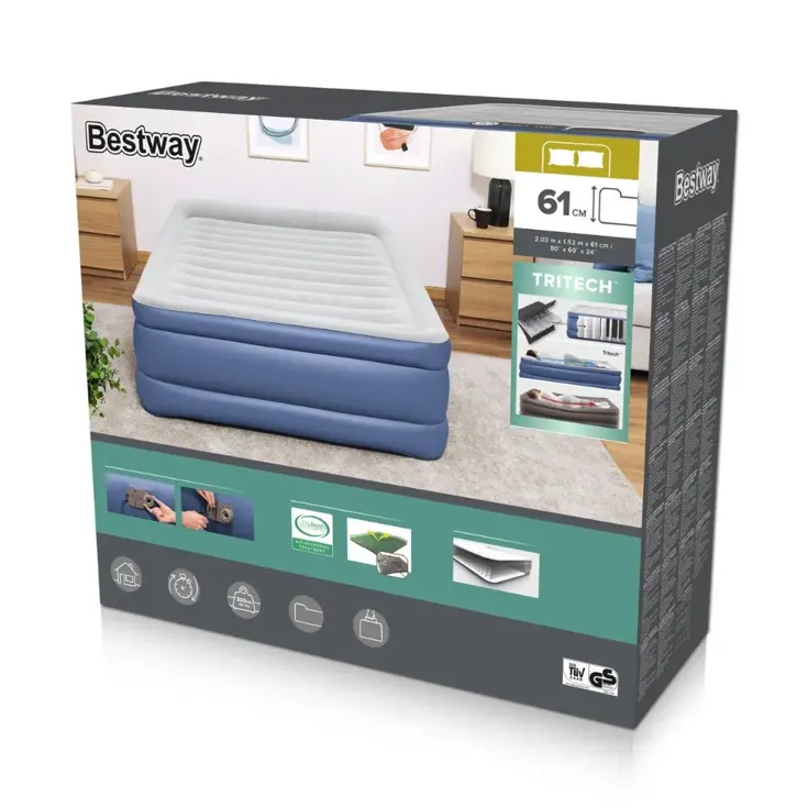 Luchtbed - Bestway - 2P - 152x203 cm + pomp