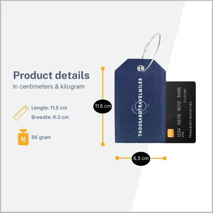 Bagagelabel – 4 stuks – Leer – Blauw