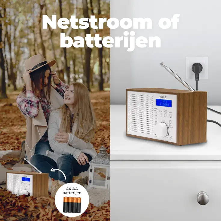 DAB+/FM Radio Wekker Datum & tijd weergave