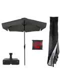 Parasol Grijs Ø3m + Hoes en lichte Voet
