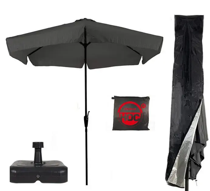 CUHOC Parasol Grijs Ø3m + Hoes en lichte Voet