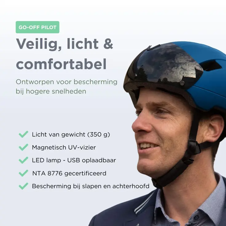 GO-OFF PILOT fietshelm met vizier NTA certif.