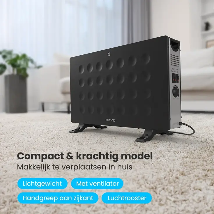 Convectorkachel – 2000W – Zwart