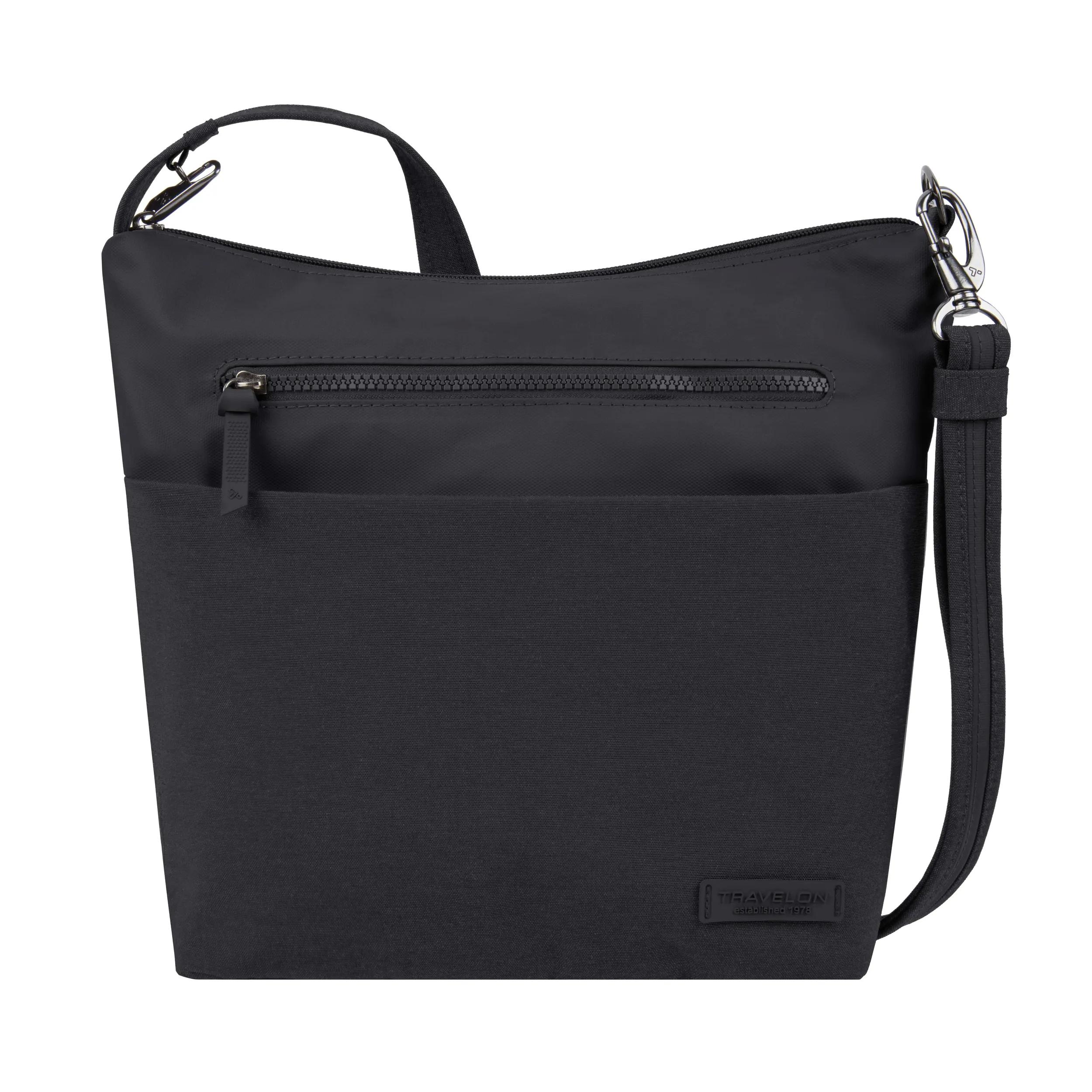 Travelon Tas Anti-diefstal Tas Travelon: Metro Anti-diefstal Schoudertas, Klein, Zwart, Eenheidsmaat, Zwart., Eén Maat Canvas Suède Erfgoed Design Veilige Schouderzak