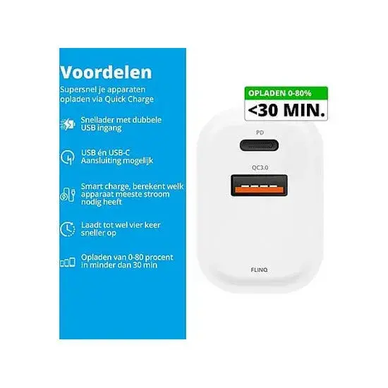 18W USB C Snellader