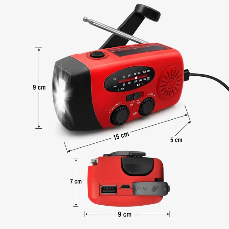 Opwindbare Noodradio met Powerbank 2000 mAh