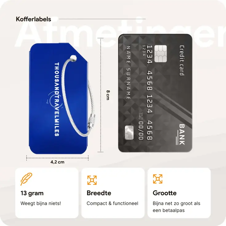 Aluminium Bagagelabel – 2 stuks – Blauw