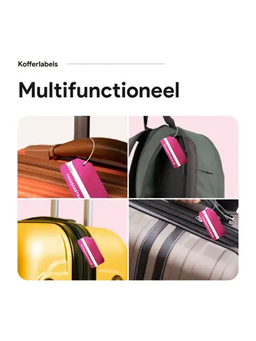Aluminium kofferlabels – 4 stuks – Roze