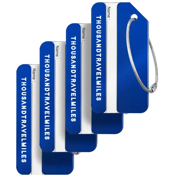Aluminium kofferlabels – 4 stuks – Blauw