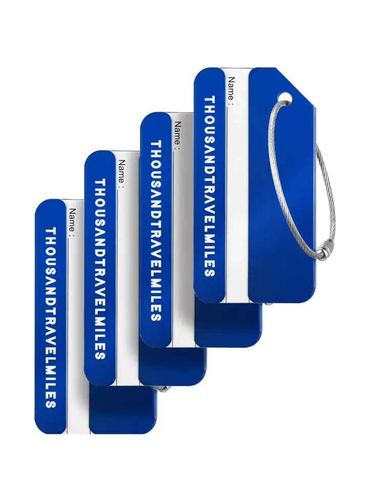 Aluminium kofferlabels – 4 stuks – Blauw