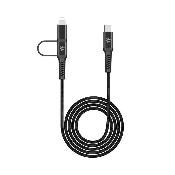 2-in-1 Nylon USB-C en Lightning Kabel 1m