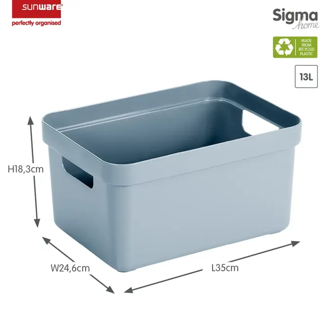 Sigma home - Opbergbox - 13L blauw - 6-delig