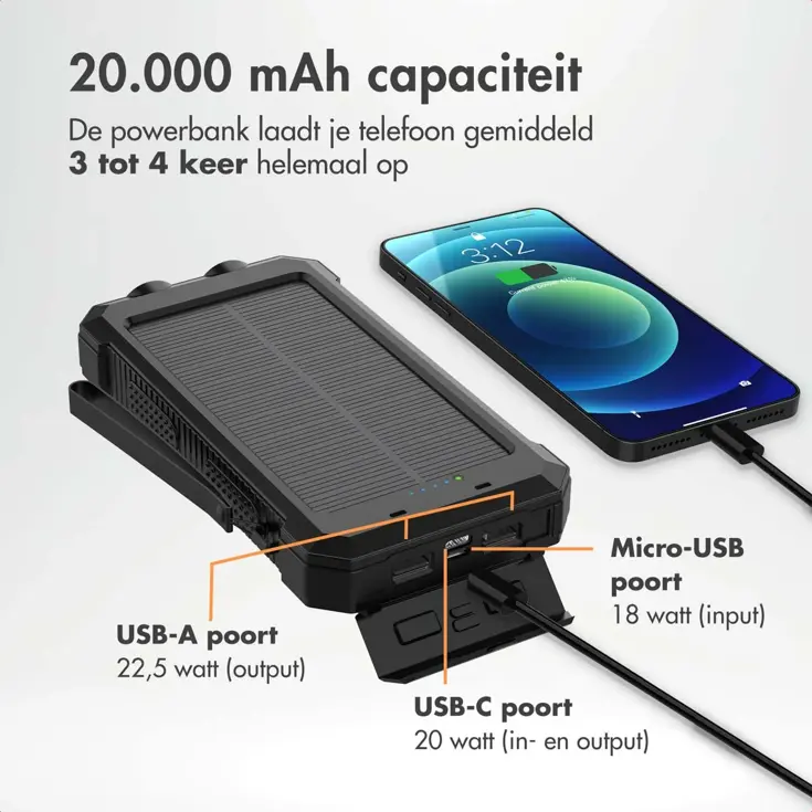 Solar Powerbank 20.000 mAh