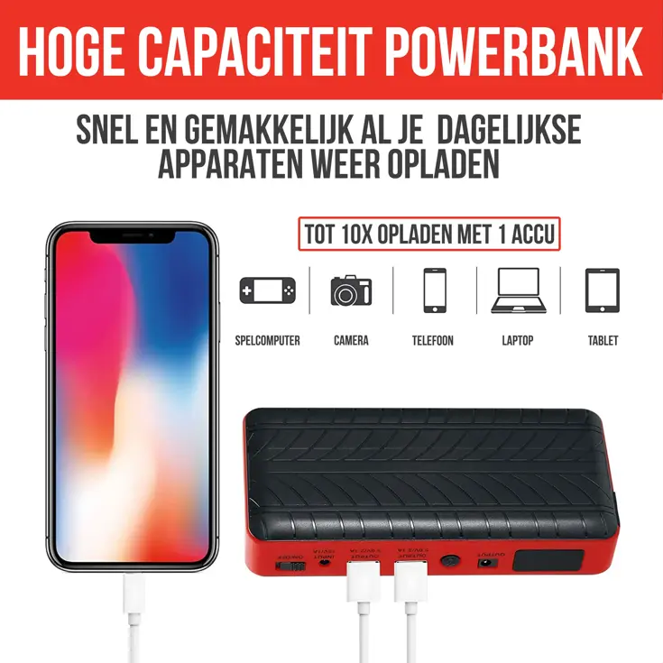 Jumpstarter voor Auto 4-in-1 - 1000A