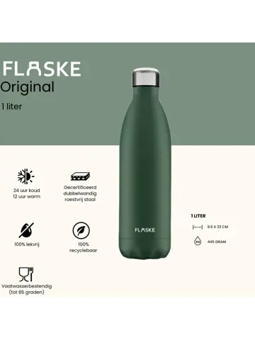 FLASKE 1 liter  RVS Drinkfles