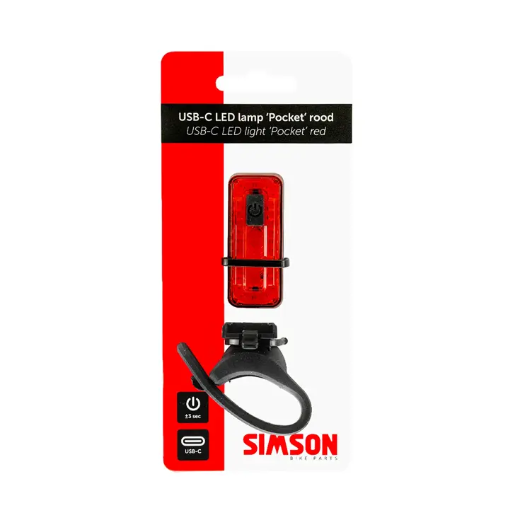 LED Lamp Pocket USB-C Oplaadbaar Rood