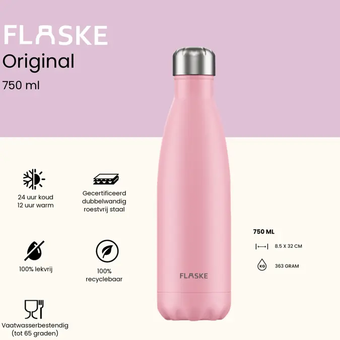 FLASKE 750 ml RVS Drinkfles