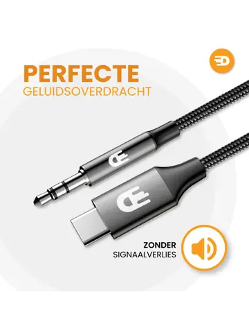 Drivv. USB C Naar AUX Kabel - Nylon - 1 Meter