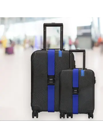 Kofferset 4-delig kofferriem + bagagelabels Blauw