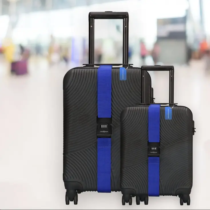 Kofferriem met cijferslot 180 cm – Blauw