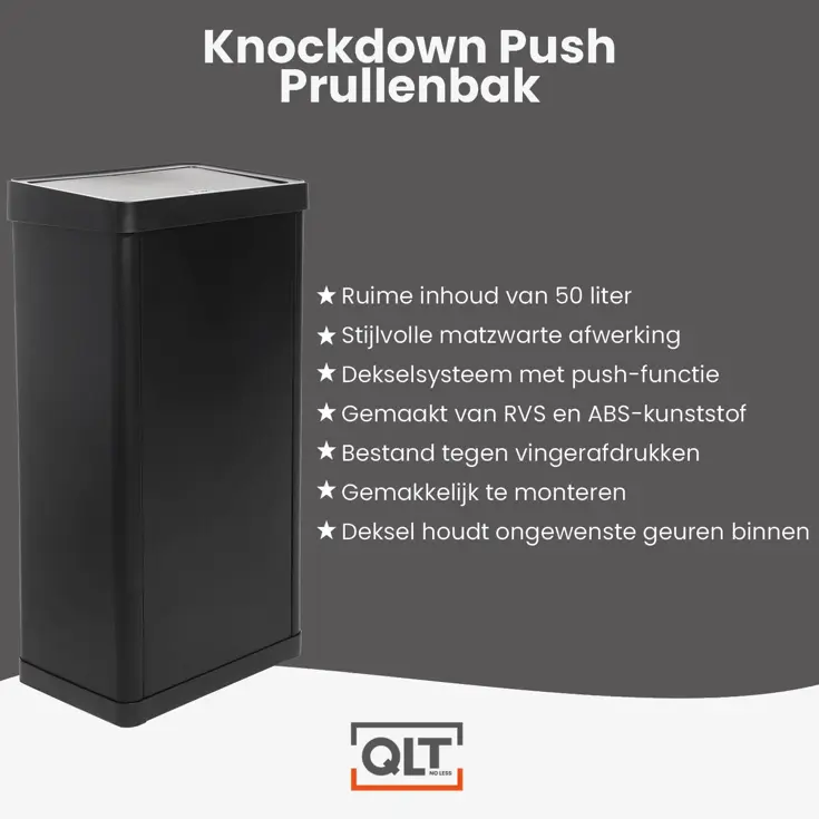 Prullenbak met Drukdeksel - 50 Liter