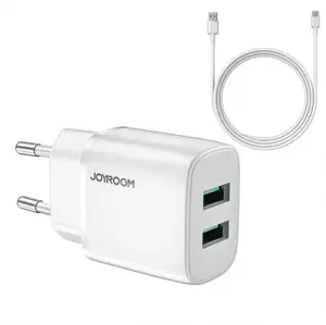 Dual USB-A + USB-C kabel - Wit - Joyroom