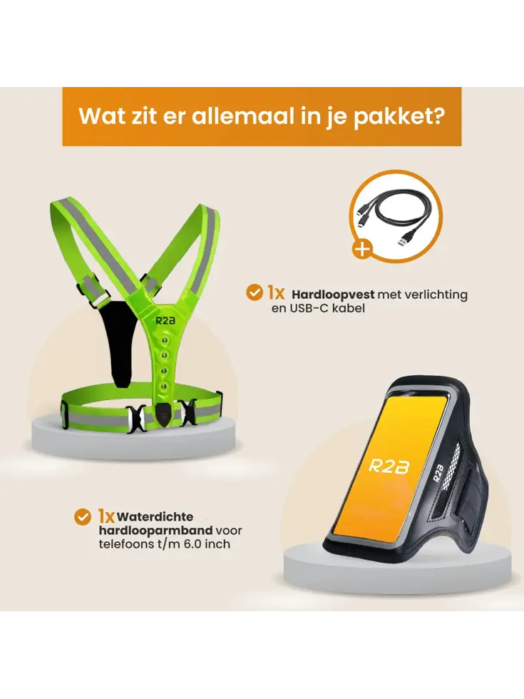 Hardloopvest oplaadbaar + Sportarmband