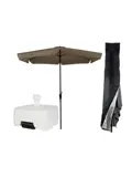 Parasol Taupe Ø3m Met Voet En Hoes