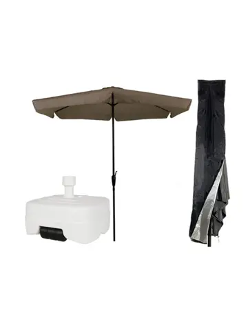 Parasol Taupe Ø3m Met Voet En Hoes