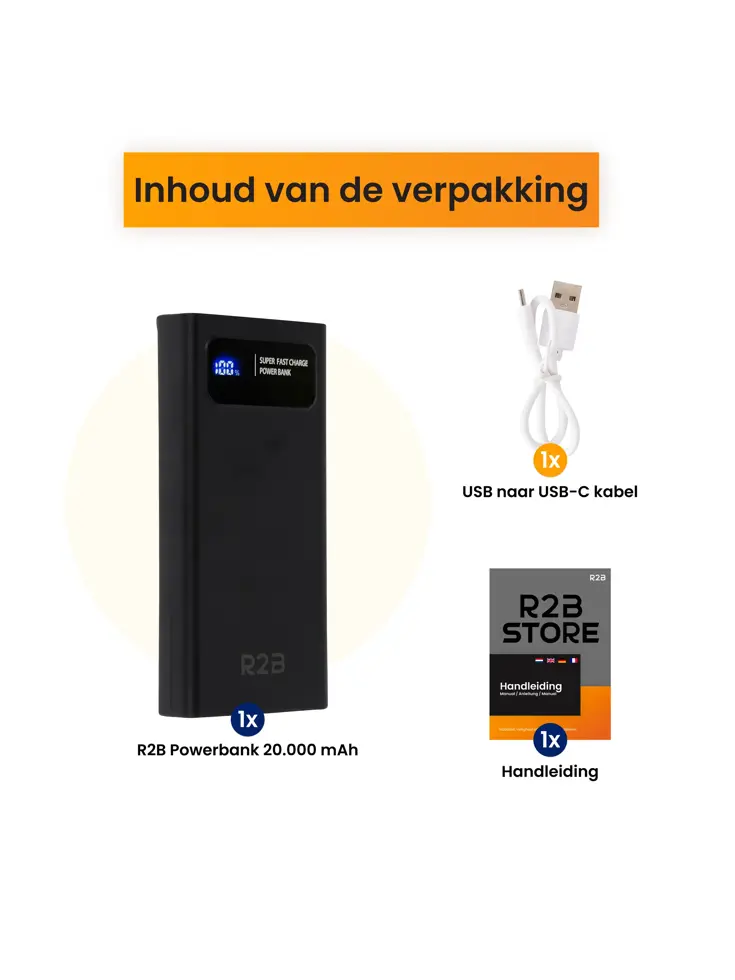 Powerbank 20000 mAh Snellader & LED Display