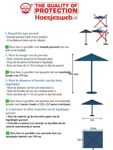 Stokparasol hoes 175x28x50 cm - Diamond