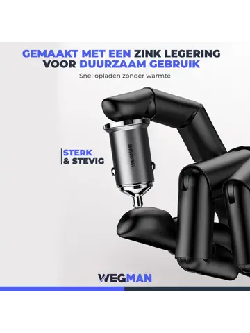 Wegman Autolader 45W 2x USB A Snellader