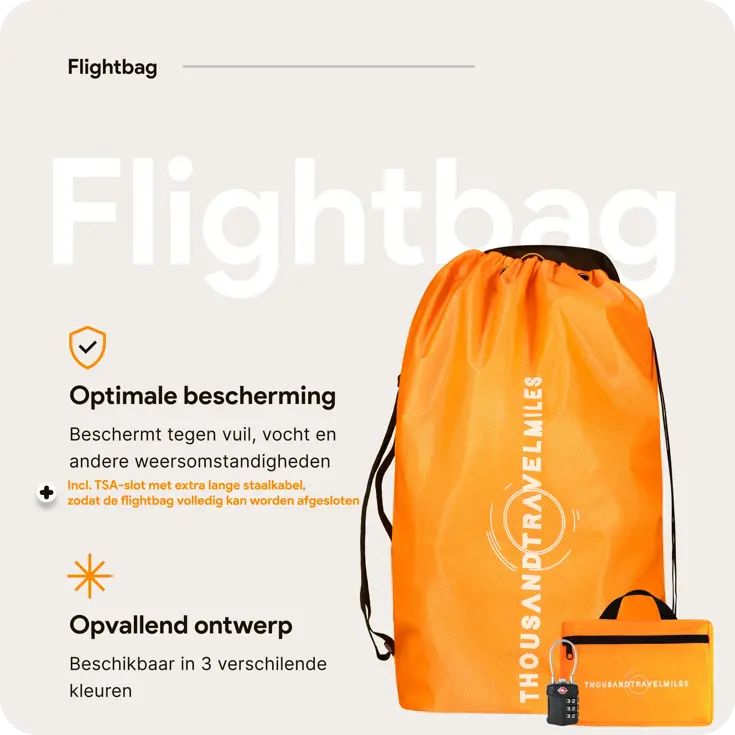 Flightbag vliegtuighoes TSA slot 60–90L – Oranje