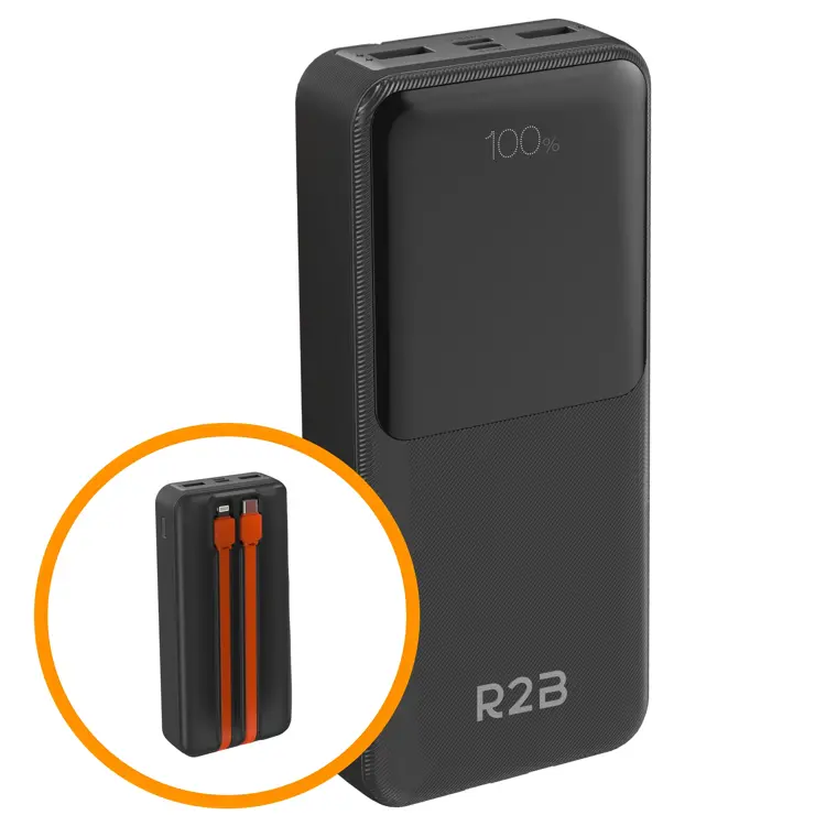 Powerbank 20000 mAh met Ingebouwde Kabels