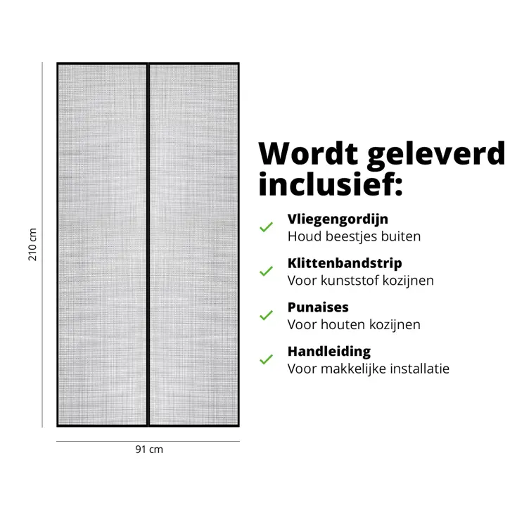 Magnetisch Vliegengordijn 91cm x 210cm