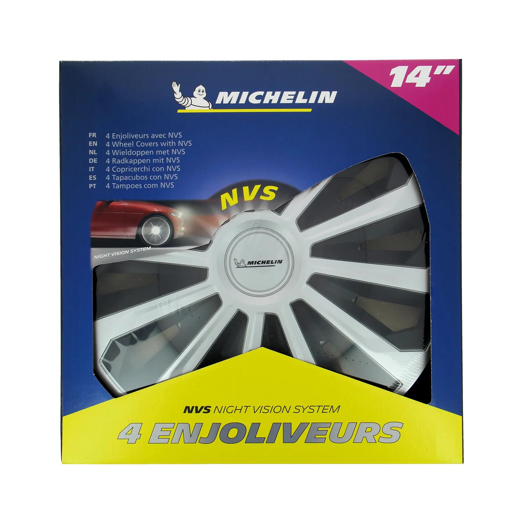 MICHELIN MX-LBS 13 Inch Universal Wheel Covers Set of 4 for Car ABS Plastic | Black/Silver