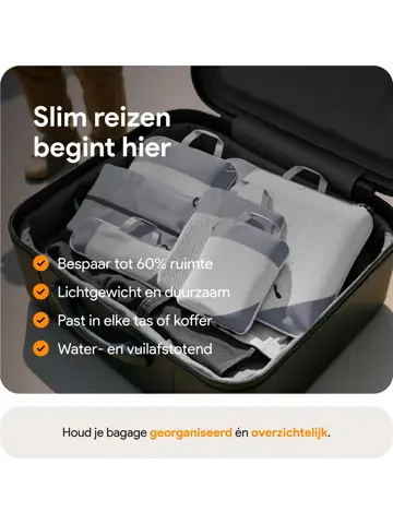 Packing cubes compressie set – 6-delig – Grijs