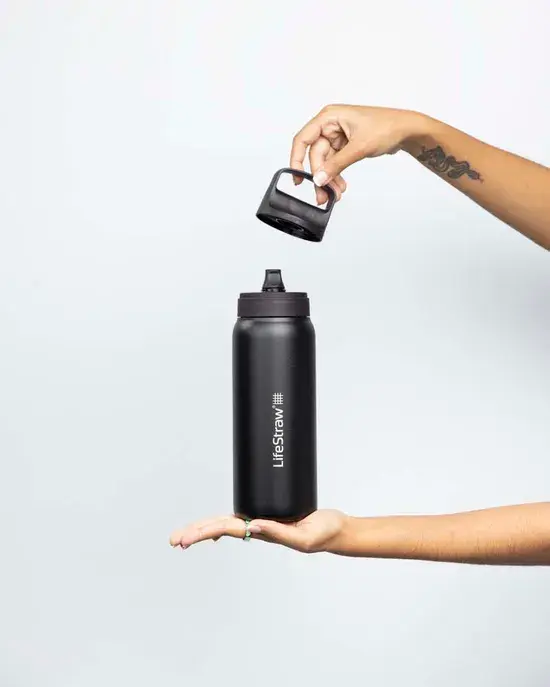 Lifestraw Go - RVS Waterfles 1L - Zwart