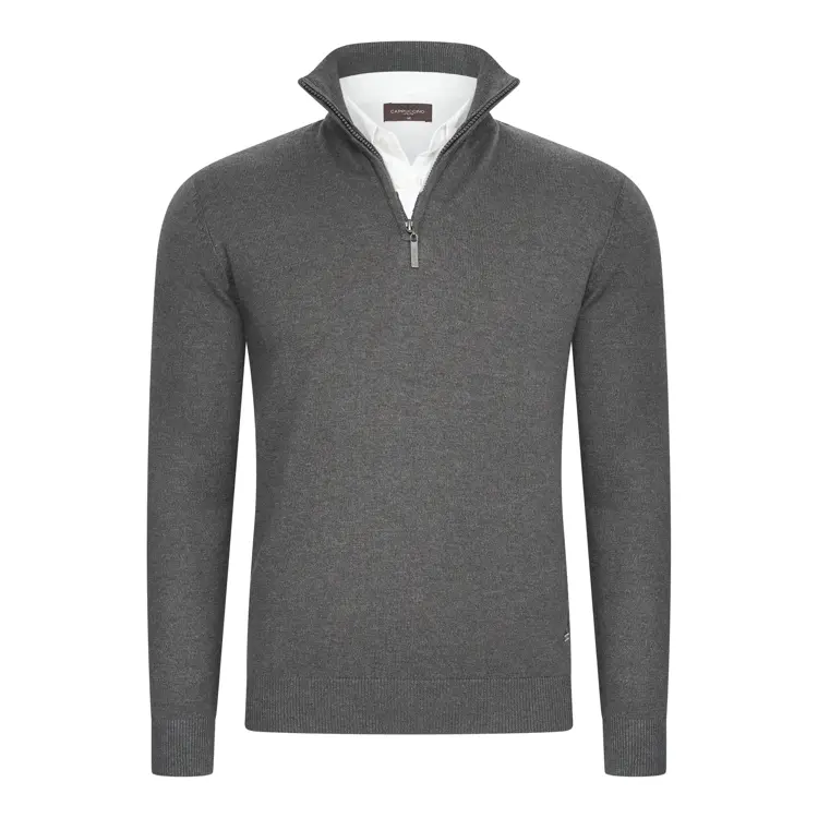 Heren Mock Zip Pullover Cappuccino Italia