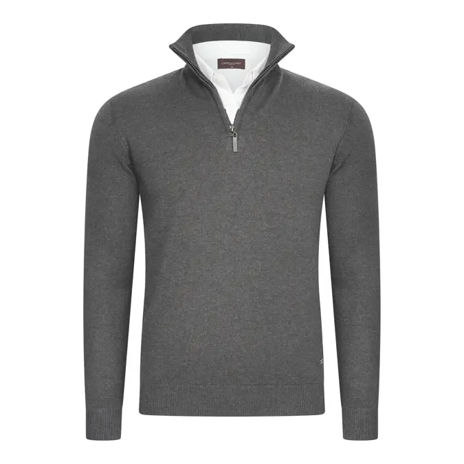 Heren Mock Zip Pullover Cappuccino Italia