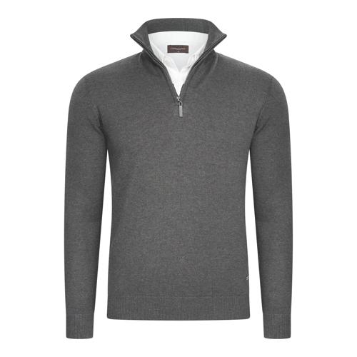 Heren Mock Zip Pullover Cappuccino Italia