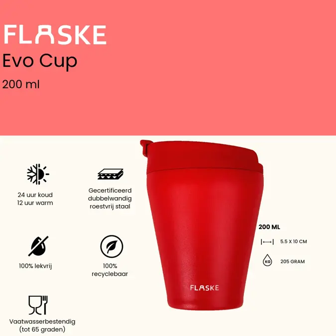 FLASKE 200ML RVS Koffiebeker to Go