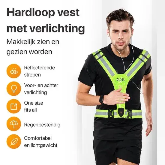 R2B Hardloopvest oplaadbaar - Geel