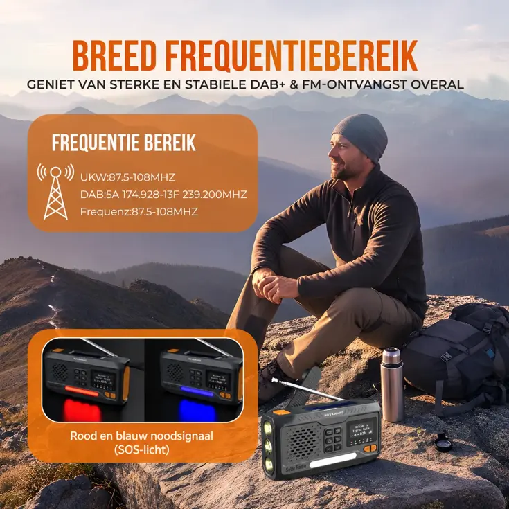 Noodradio Solar Opwindbaar - DAB+/FM - 4500mAh