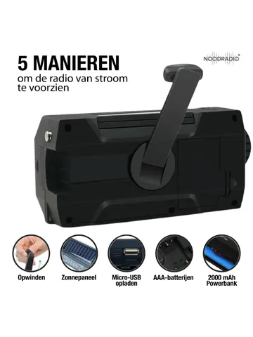 Noodradio® Solar Opwindbaar Met Batterijen