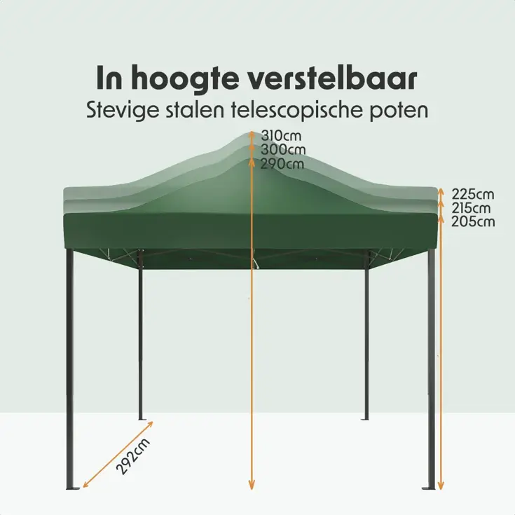 Partytent – 3x3 m – Easy-Up – Donkergroen