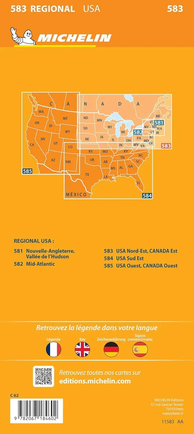 Kaart Regional 583 USA Noord-Oost